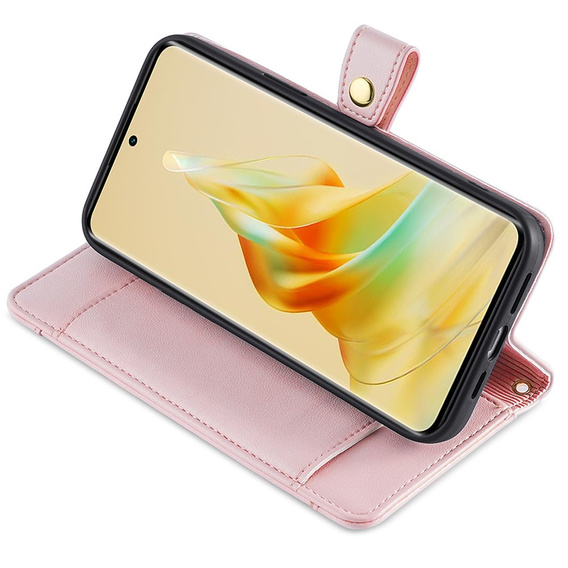 Klapkové puzdro pre Oppo Reno8 T 4G, Wallet Zipper Pocket, ružové