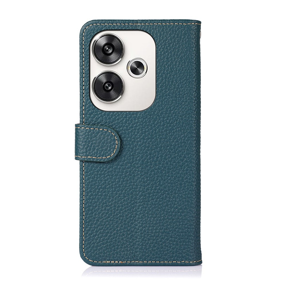 KHAZNEH RFID puzdro pre Xiaomi Poco F6, Litchi Texture, zelený