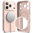 Puzdro Ringke pre iPhone 17 Pro Max, silikónové magnetické puzdro MagSafe, Pink Sand