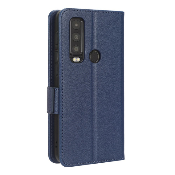 Klapkové puzdro pre Cat S75 5G, Wallet Litchi Magnet, tmavomodré