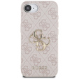 GUESS Obal na mobil pre iPhone 16E, 4G Big Metal Logo, ružové