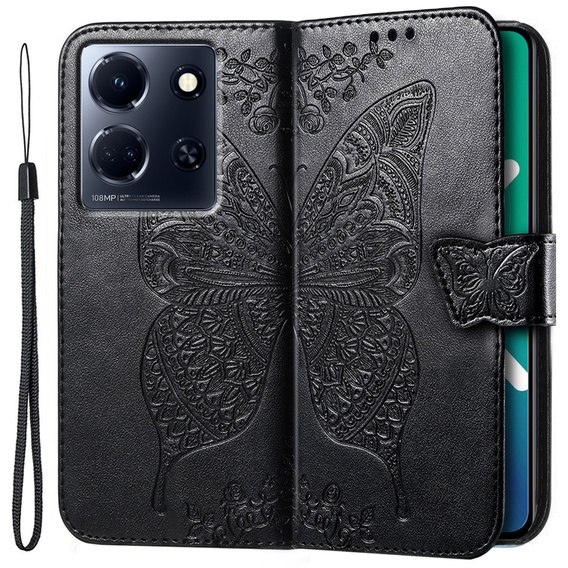 Klapkové puzdro pre Infinix Note 30 5G, Butterfly, čierne