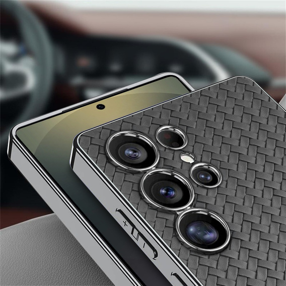 Puzdro pre Samsung Galaxy S25 Ultra, GKK Woven Leather, sivé