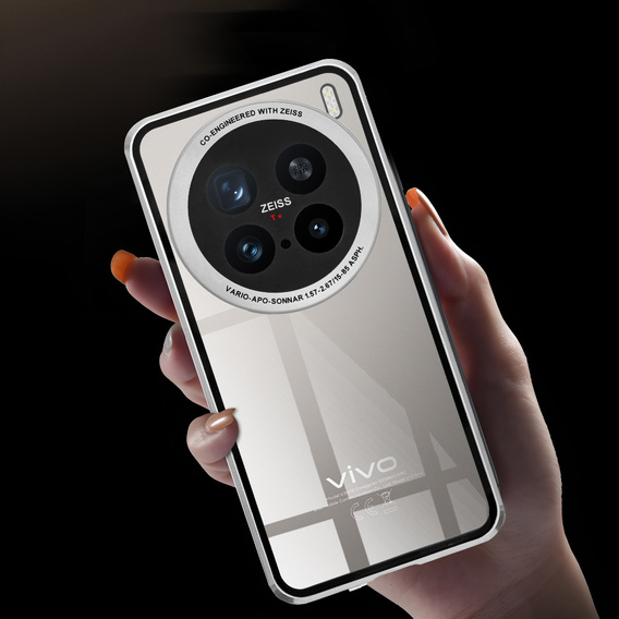 Puzdro pre Vivo X200 Pro 5G, Magnetic Dual Glass, strieborné