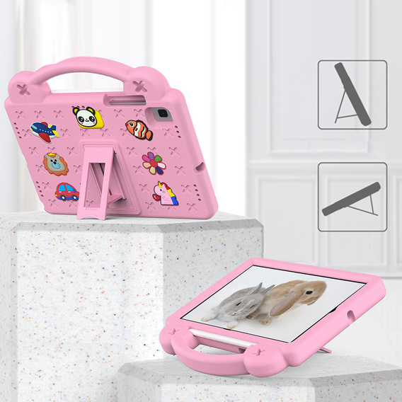 Detské puzdro pre Samsung Galaxy Tab S6 Lite 10.4 2020/2022 / Tab A7 2020 T500 / T505 / Tab S6 T860/T865, Cute Patterns, so stojanom, ružové