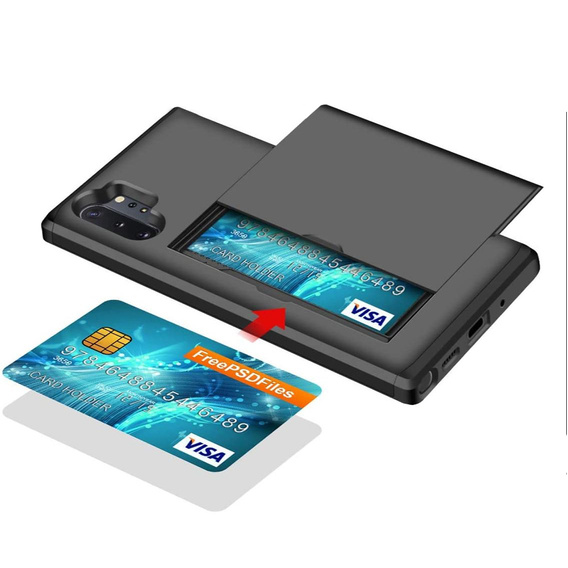 Obal na mobil pre Samsung Galaxy Note 10+ Plus, Sliding Card Holder, čierne