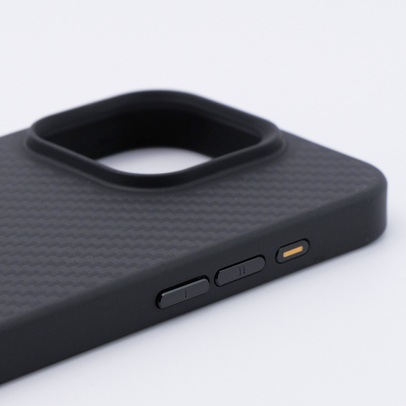 Puzdro pre iPhone 15 Pro, Aramid Fiber Cover, čierne