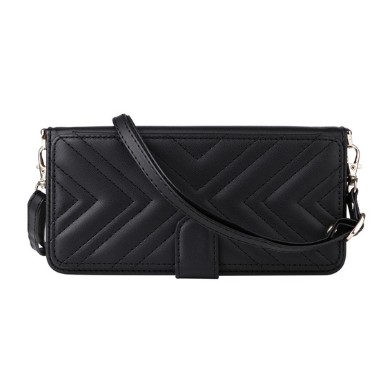 Puzdro s chlopňou pre Oppo Reno 13 5G, Crossbody Leather Wallet, čierne