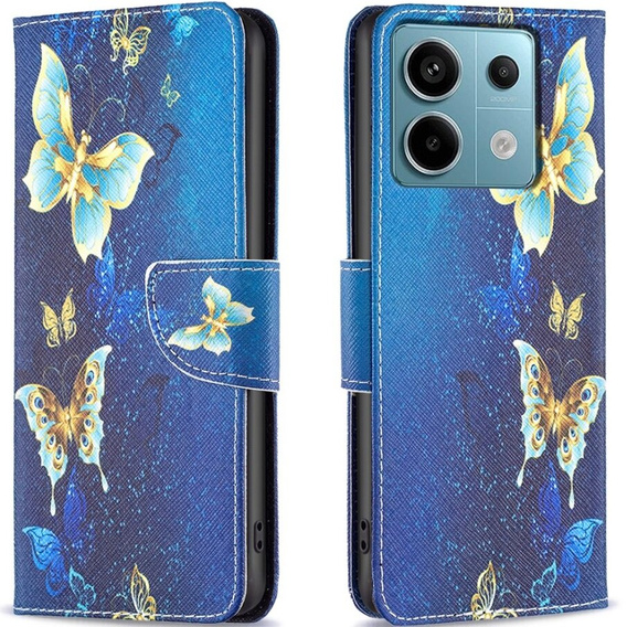 Klapkové puzdro pre Xiaomi Redmi Note 13 Pro 5G, Wallet, Butterflies modré