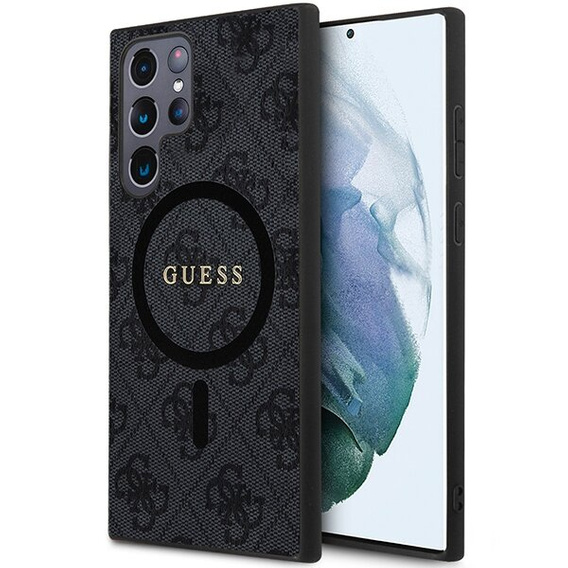 GUESS Obal na mobil pre Samsung Galaxy S24 Ultra, 4G Ring Classic Logo, sivé
