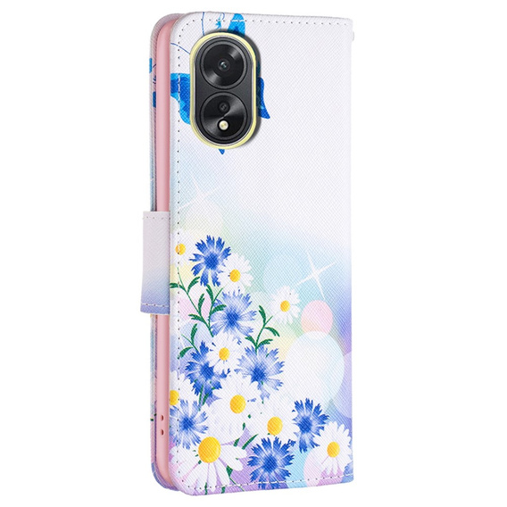 Klapkové puzdro pre Oppo A38 4G / Oppo A18 4G, Wallet, Butterfly & Flowers biele