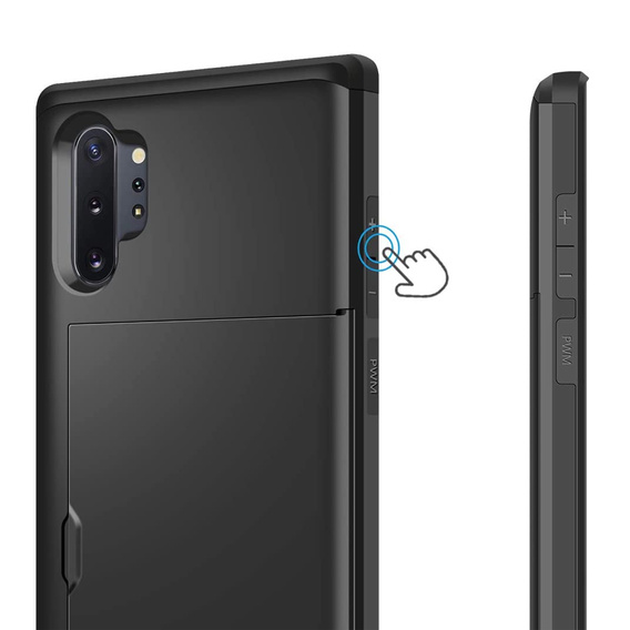Obal na mobil pre Samsung Galaxy Note 10+ Plus, Sliding Card Holder, čierne