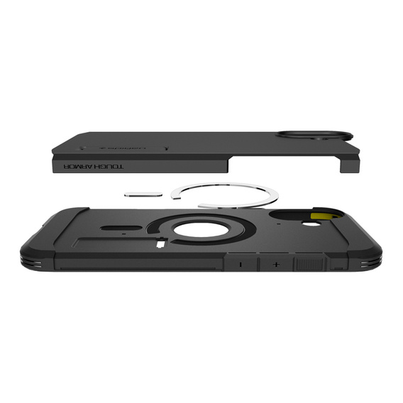 Puzdro Spigen pre iPhone 16, Tough Armor Mag MagSafe, čierne + tvrdené sklo 9H