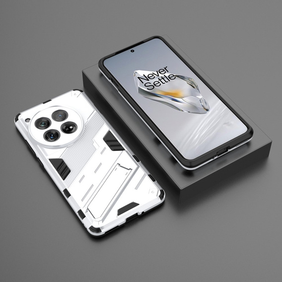 Puzdro pre OnePlus 12 5G, Military kickstand, biele