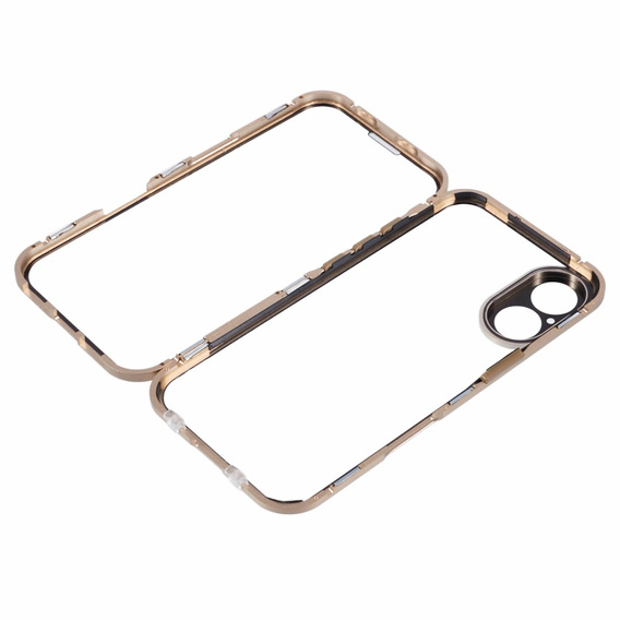Puzdro pre iPhone 16, Magnetic Dual Glass, zlaté