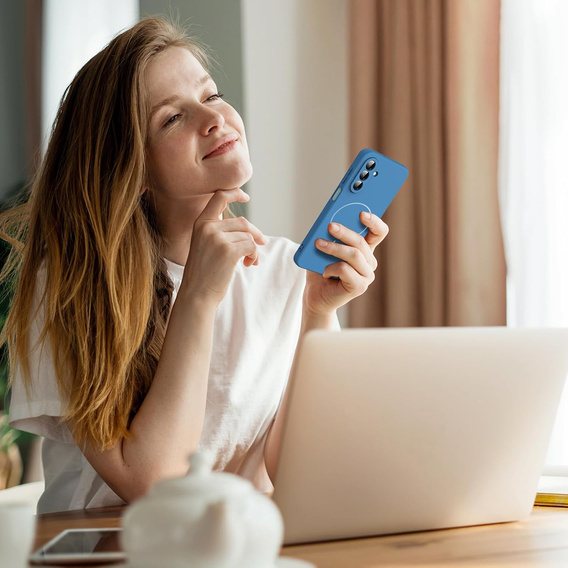 Silikónové puzdro pre Samsung Galaxy A17 5G, pre MagSafe, modré