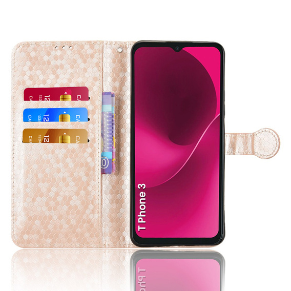 Flipové puzdro pre T Phone 3 5G, Wallet Rhombus, zlaté