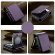 CASEME flipové puzdro pre Samsung Galaxy Z Flip5 5G, Litchi Wallet, fialové