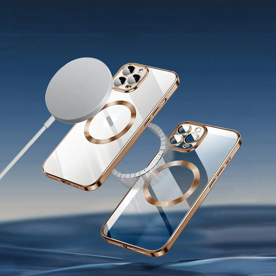 Puzdro pre iPhone 11 Pro, Electro MagSafe, zlaté + sklo na displej
