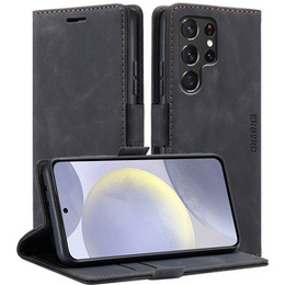 Puzdro pre Samsung Galaxy S24 Ultra, ERBORD Vintage, peňaženka s chlopňou, čierne