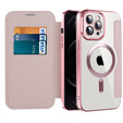 Klapkové puzdro pre iPhone 12 Pro Max, RFID Wallet MagSafe CamShield, ružové