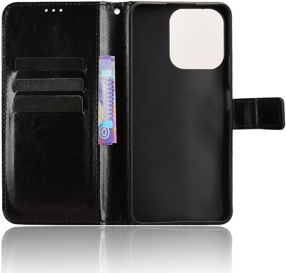 Klapkové puzdro pre Realme Note 70T 4G, Crazy Horse Wallet, čierne