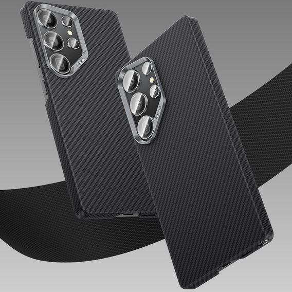 Puzdro BENKS Kevlar pre Samsung Galaxy S25 Ultra, pre MagSafe, Carbon Fiber, čierne