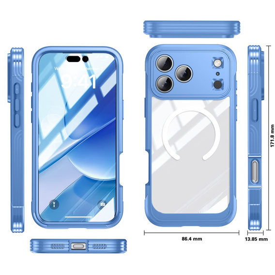 Nárazuvzdorné puzdro so sklom, pre MagSafe pre iPhone 17 Pro Max