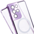 Magnetické puzdro Dual Glass MagSafe pre Samsung Galaxy S21 Ultra, fialové