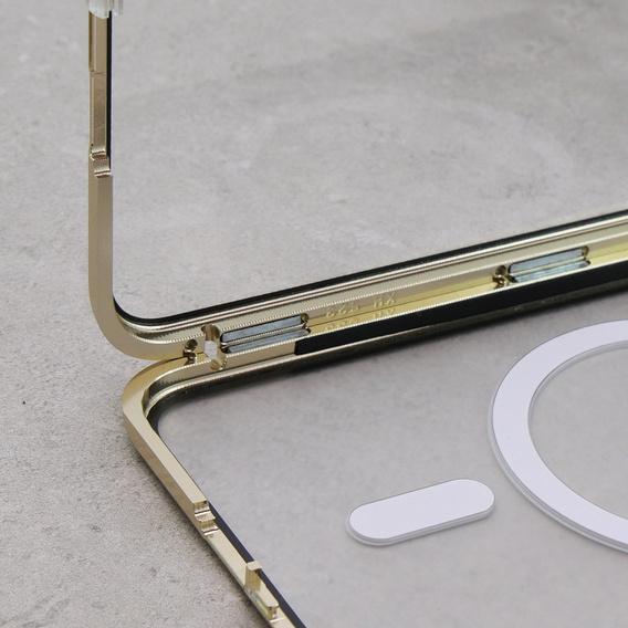 Magnetické puzdro Dual Glass MagSafe pre Samsung Galaxy S23, zlaté