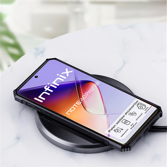 Puzdro pre Infinix Note 40 Pro Plus, s magnetickým štítkom, transparentné / čierne