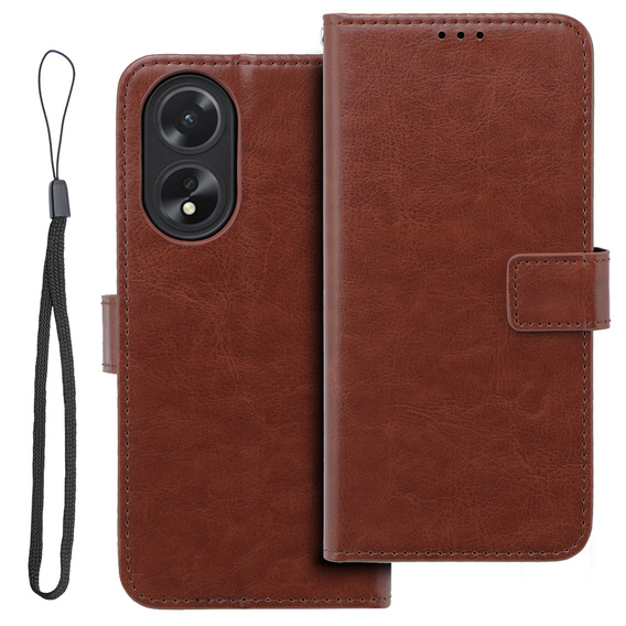 Klapkové puzdro pre Oppo A58 4G, Crazy Horse Wallet, hnedé