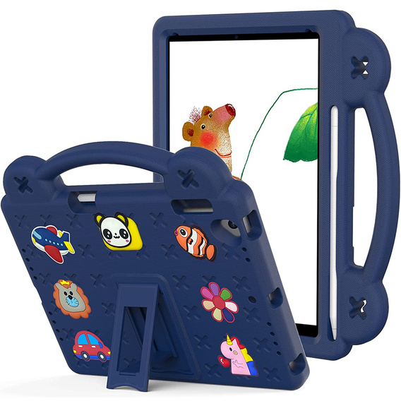 Detské puzdro pre iPad 9.7" 2018/2017 (6/5 gen.) / Pro 9.7" 2016, Cute Patterns, so stojanom, tmavomodré