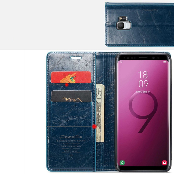 CASEME flipové puzdro pre Samsung Galaxy S9, Waxy Textured, modré