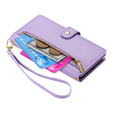 Klapkové puzdro pre Samsung Galaxy S25, Wallet Zipper Pocket, fialové