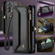 Puzdro CASEME pre Samsung Galaxy S24 FE, RFID Leather Wallet, s popruhom cez rameno, čierne