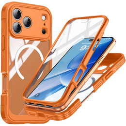 Nárazuvzdorné puzdro so sklom, pre MagSafe pre iPhone 17 Pro, oranžové