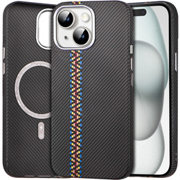 Puzdro pre iPhone 15, Carbon Fiber MagSafe, čierne