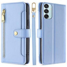 Klapkové puzdro pre Samsung Galaxy M15 5G, Wallet Zipper Pocket, modré