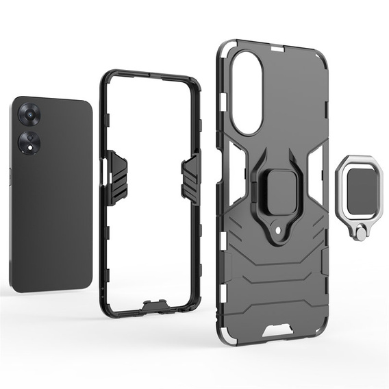 Obal na mobil pre Oppo A78 5G, Kickstand Ring, čierne