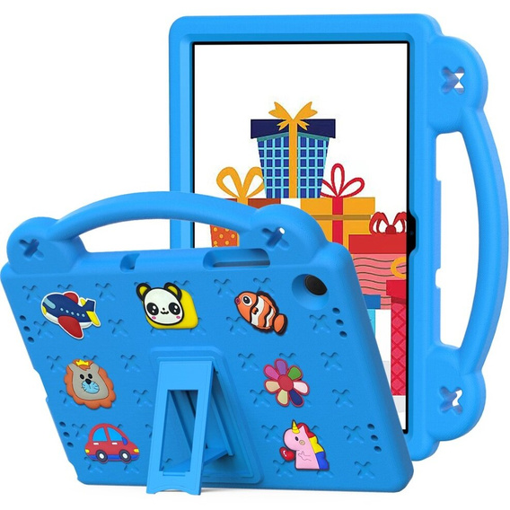 Detské puzdro pre Samsung Galaxy Tab A9+, Cute Patterns, so stojanom, modré