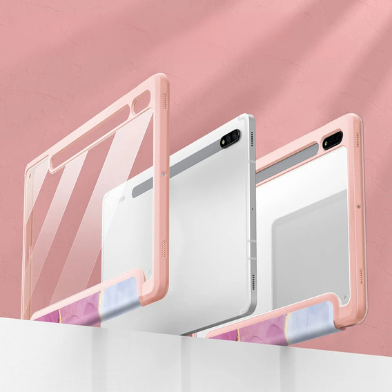 Puzdro pre Samsung Galaxy Tab S10 Lite / S10 FE / S9 FE, Smartcase Hybrid, so slotom na stylus, Marble ružové