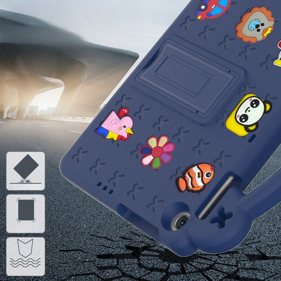 Detské puzdro pre Lenovo Tab M10 10.1 Gen 3 TB-328FU/TB-328XU, Cute Patterns, so stojanom, tmavomodré
