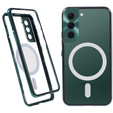Magnetické puzdro Dual Glass MagSafe pre Samsung Galaxy S21+ Plus, zelený