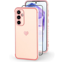 Puzdro pre Samsung Galaxy A55 5G, Electro heart, rose gold + Full Glue Ceramic Glass