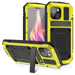 Puzdro pre iPhone 15 Plus, R-JUST, pancierované, žlté / čierne