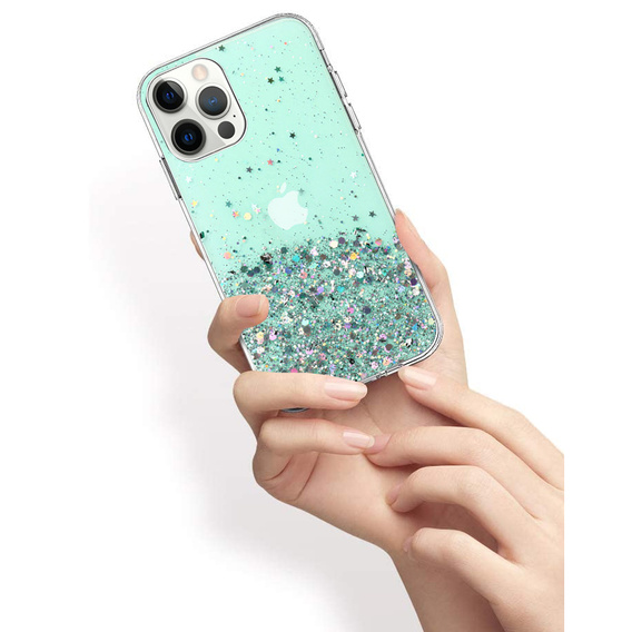 Obal na mobil pre iPhone 13 Pro, Glittery, zelený