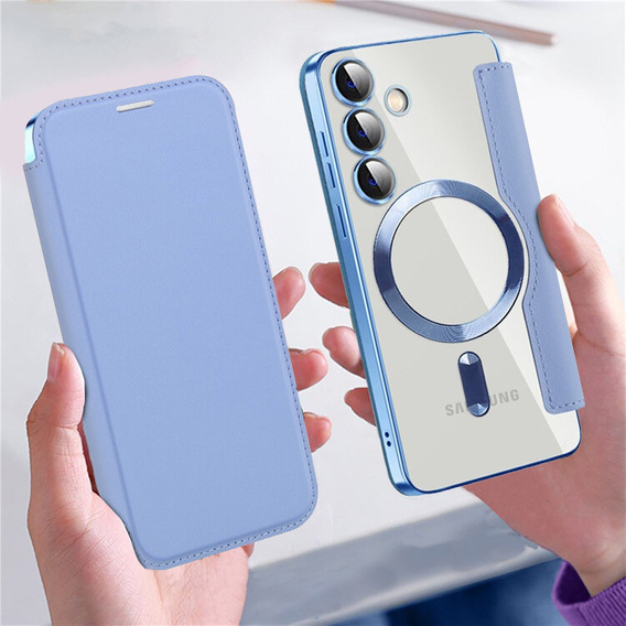 Klapkové puzdro pre Samsung Galaxy S24, RFID Wallet MagSafe CamShield, modré
