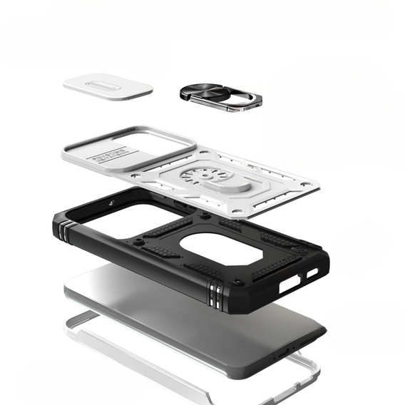 Obal na mobil pre Samsung Galaxy S23, CamShield Slide, CamShield Slide, biele / čierne