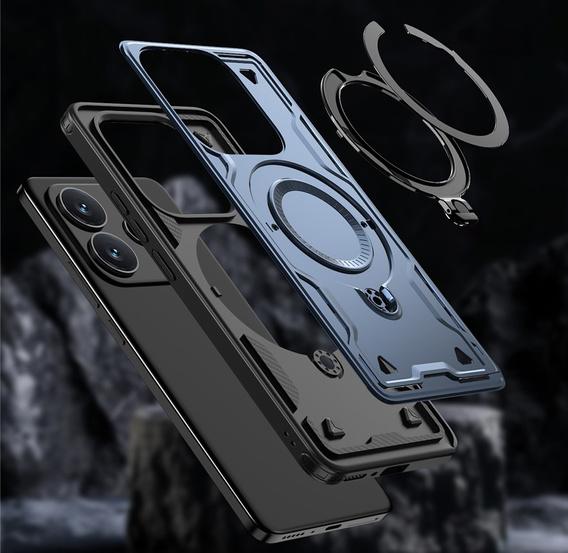 Puzdro pre Xiaomi Redmi Note 14 5G, Military MagSafe, modré + sklo 9H